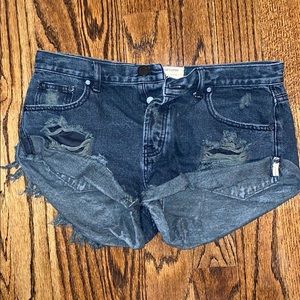 One teaspoon black denim distressed shorts